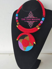 1 Red Classic Maasai Beaded Choker