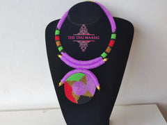 1 purple beaded maasai pendant necklace
