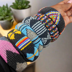 6 chunky maasai colorful bracelets