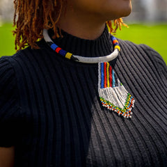 1 Tie style Handmade Maasai Necklace – Colorful Beaded African Jewelry