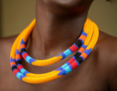 1 Orange Handmade Maasai Beaded Necklace – Bulk Order | African Handmade Products Wholesale