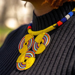 1 Traditional Maasai Color Bead Necklace – Kenyan Artisan Craft