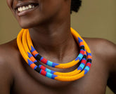 1 Orange Handmade Maasai Beaded Necklace – Bulk Order | African Handmade Products Wholesale