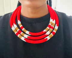 Vibrant Maasai Beaded Collar Necklace - Kenyan Craft