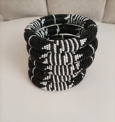 5 Black & White Colors Quality Maasai Bead Bangles