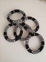 5 Black & White Colors Quality Maasai Bead Bangles