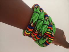 5 Green Colors Quality Maasai Bead Bangles
