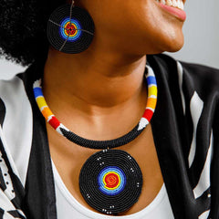 1 Set Handmade Maasai Beaded Necklace – Colorful Kenyan Beaded Jewelry