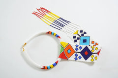 Adjustable Maasai Tie Necklace with Beaded Frills