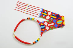 Red themed tie style necklace