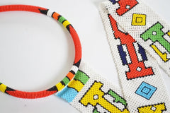 Tie Necklace with Beaded Frills