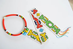 Tie Necklace with Beaded Frills