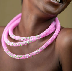 1 Baby pink Maasai Beaded Necklace – Authentic Kenyan Craft