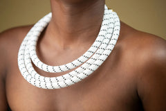 1 Black & white Kenyan Maasai Beaded Collar Necklace – Handcrafted Jewelry