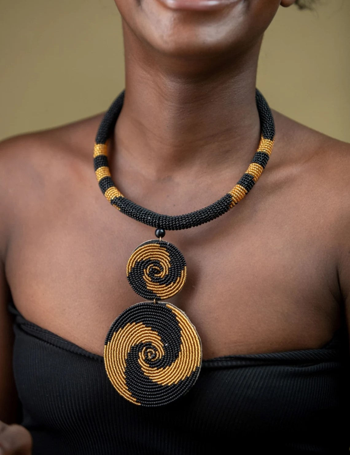 1 Black & Gold  Handmade Maasai Beaded Necklace – Bulk Order | African Handmade Products Wholesale