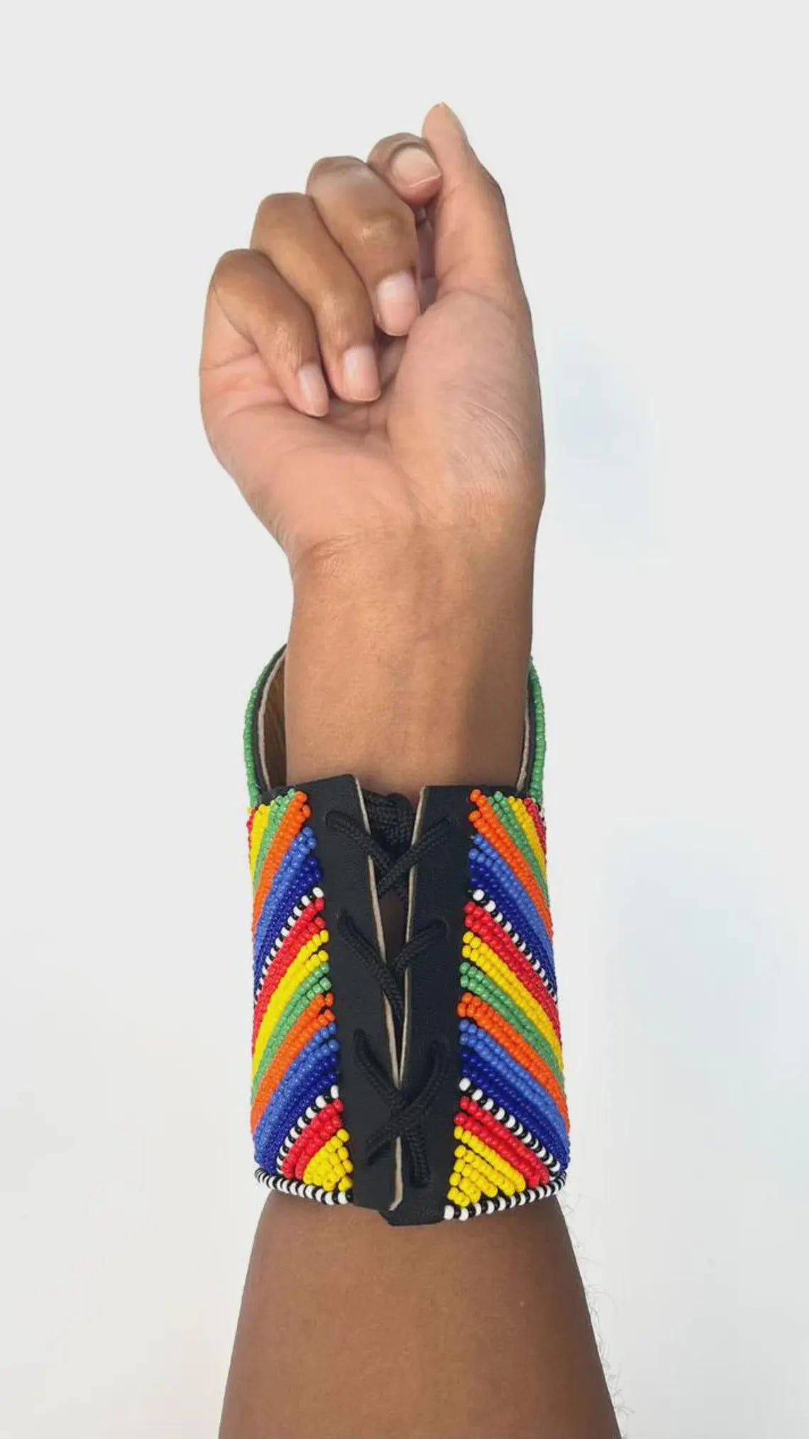 1 Leather beaded maasai cuff colorful bracelets
